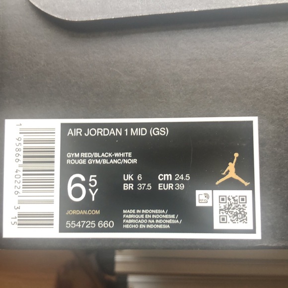 Air Jordan 1 Red/Blk/White like new only worn 1X - Picture 7 of 7